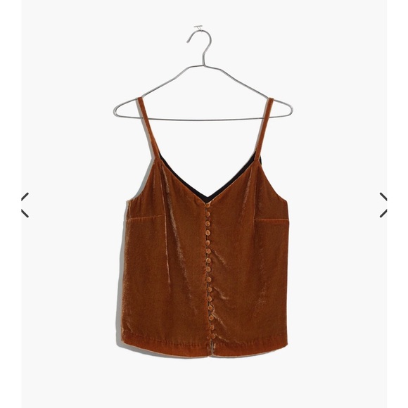 Madewell Velvet Button Down Mustard Brown Cami Size 4 - Picture 2 of 8